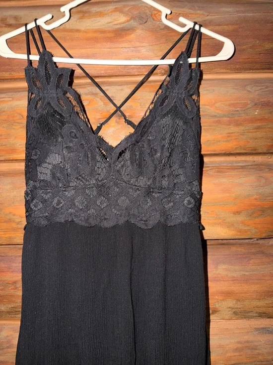 Rue 21 Black Lace Bodice Maxi Dress with Spaghetti Straps-SizeM - Picture 2 of 7